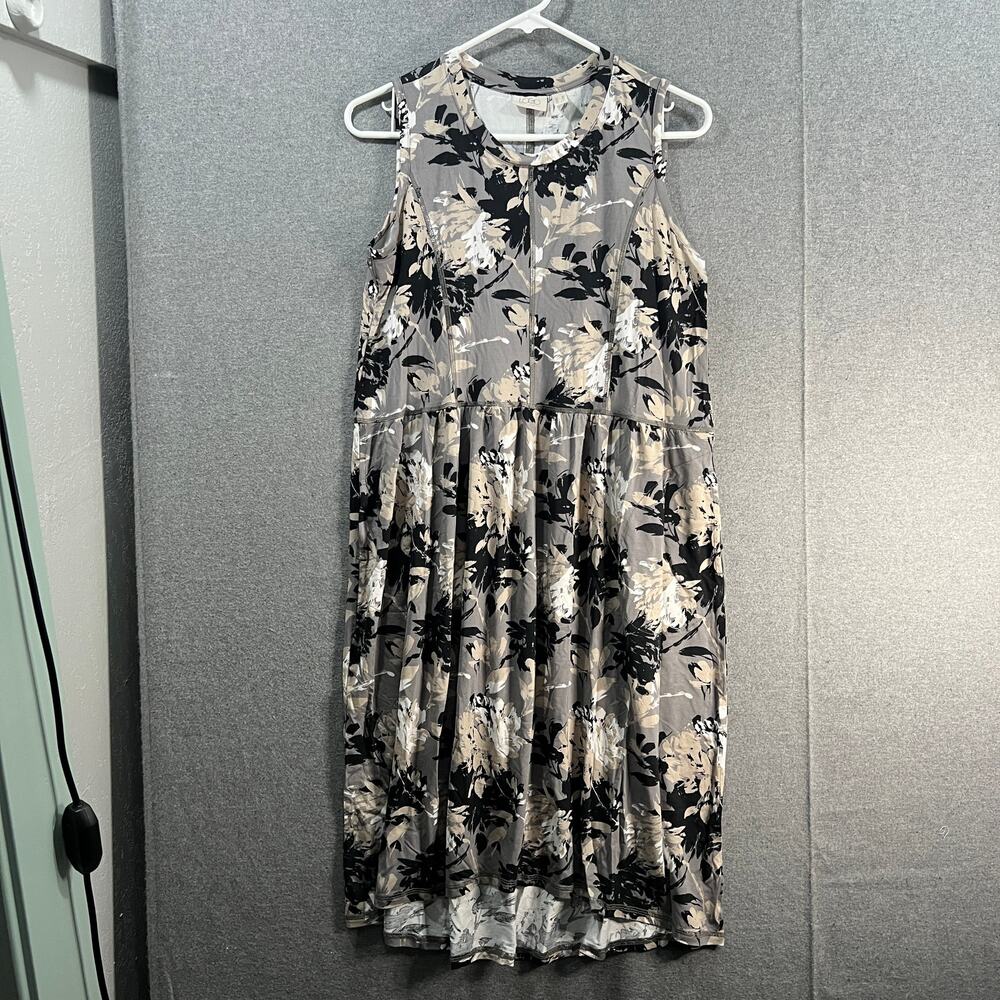 LOGO by Lori Goldstein Hi-Low Hem Dress Frost Grey Petite Small